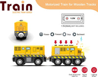 Train Toys Battery Operated Locomotive Trains for Wooden Track - Yellow - image 2