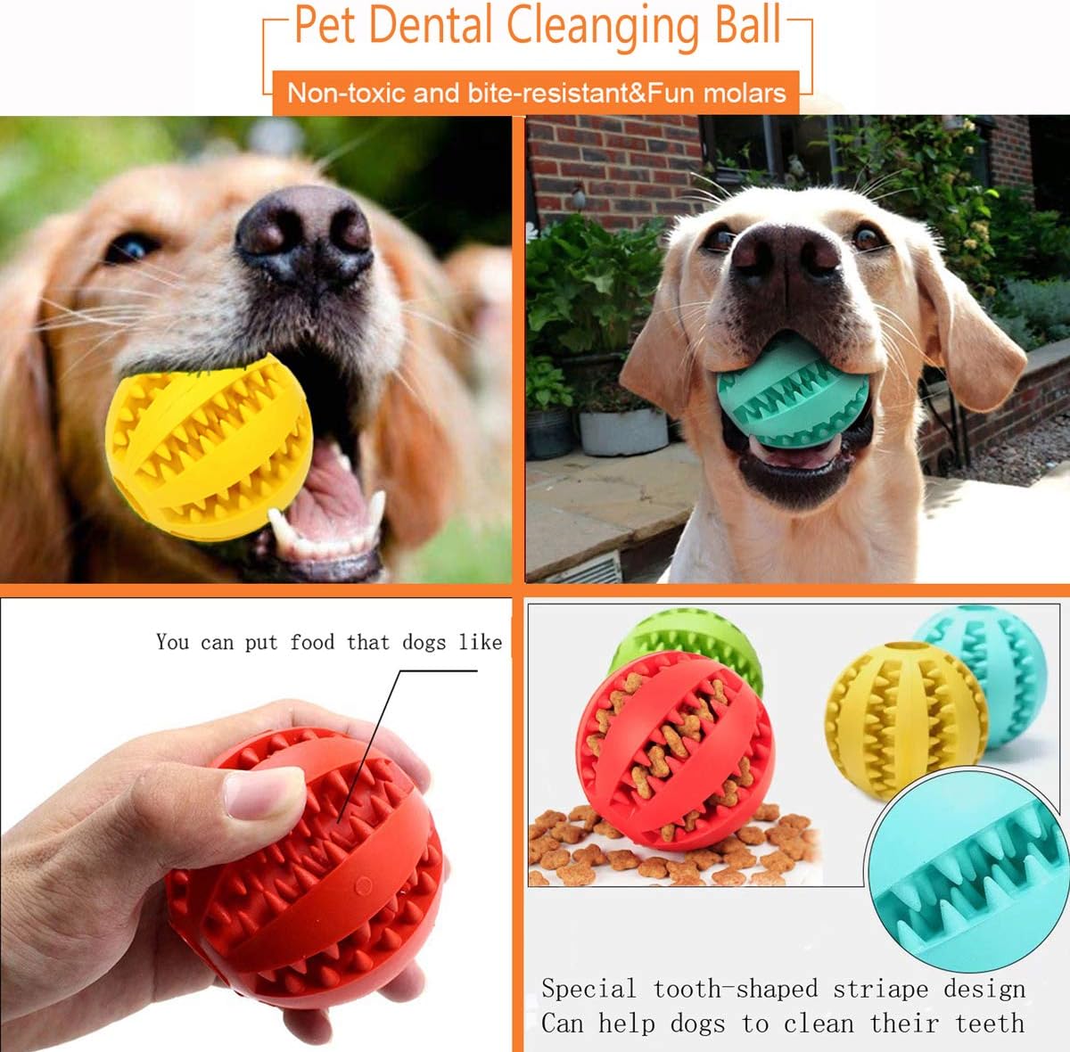 Sunglow 2 Pack Dog Toy Ball – Essentials for Dogs - Yellow/Blue / 2.75 in - image 4