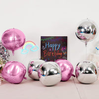 12PCS Iridescent Round Foil Balloons 22" 15" 10" Large Holographic - 22inch Pink Silver - image 3