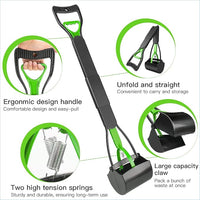 UPSKY 32'' Pooper Scooper for Large Small Dogs, Long Handle Dog Poop Scooper with Waste Bags, Portable Dog Poop Pick Up Tool, Folding Poop Scoop for Yard, Grass, Dirt, Gravel Green