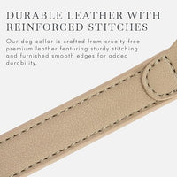 Cupertino Dog Collars, Harnesses & Leashes Made from Vegan Leather with Dog Tracker Device Holder Adjustable Dog Collar (Medium, Beige)