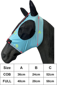 Horse Mesh Fly Mask with Ears, Soft Lycra Mesh Mask Anti-UV with Ears Pacific Blue, Cob
