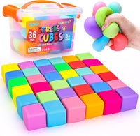VISCOO 12 Pack Slow Rising Stress Cube - 1.4 in 36 Packs - 12 Colors