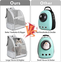 Cat Backpack Carrier, Small Dog Carrier Backpack with Fully Ventilated Mesh, Kitten Wand Feather - Grey - image 4