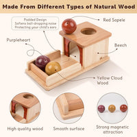 Adena Montessori Object Permanence Box with Tray Three Balls - Natural Wood - image 4