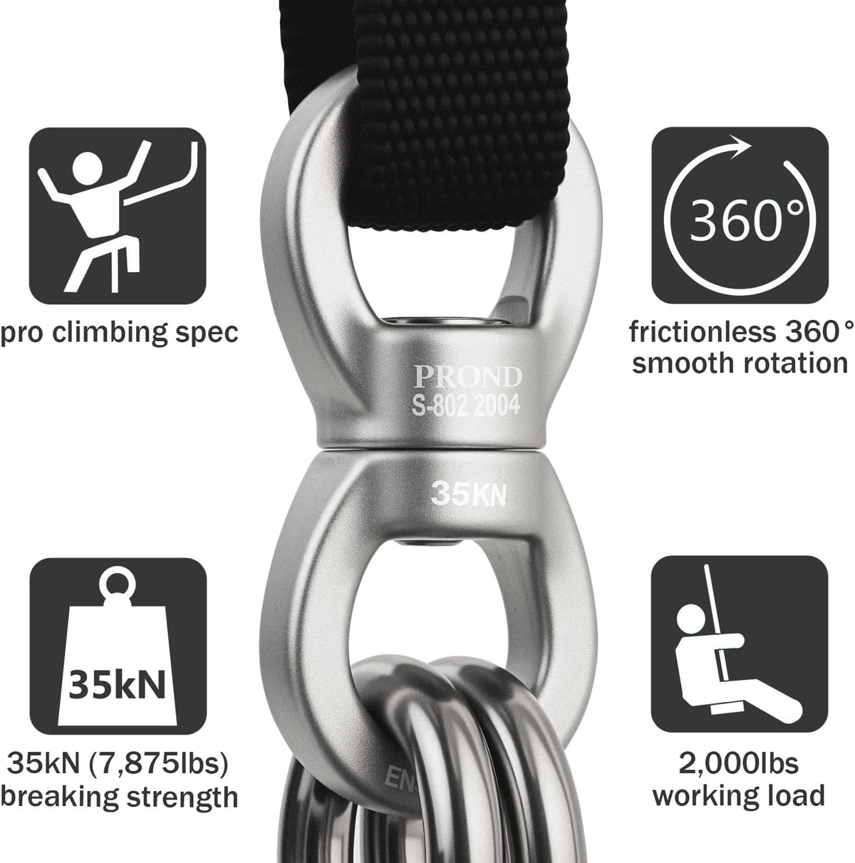PROND 35kN aluminum swing swivel spinner with sealed ball bearings - view 16