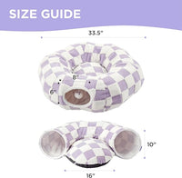 Lesure Cat Tunnel Bed for Indoor Cats - Cute Cat Donut Tunnel Toys for Small Large Cats with Washable Circle Cushion, Round Pet Peekaboo Cave Toy for Kitten/Puppy/Rabbit, Standard Purple