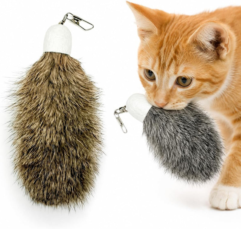 2 Pack Natural Rabbit Fur Cat Toy Refills