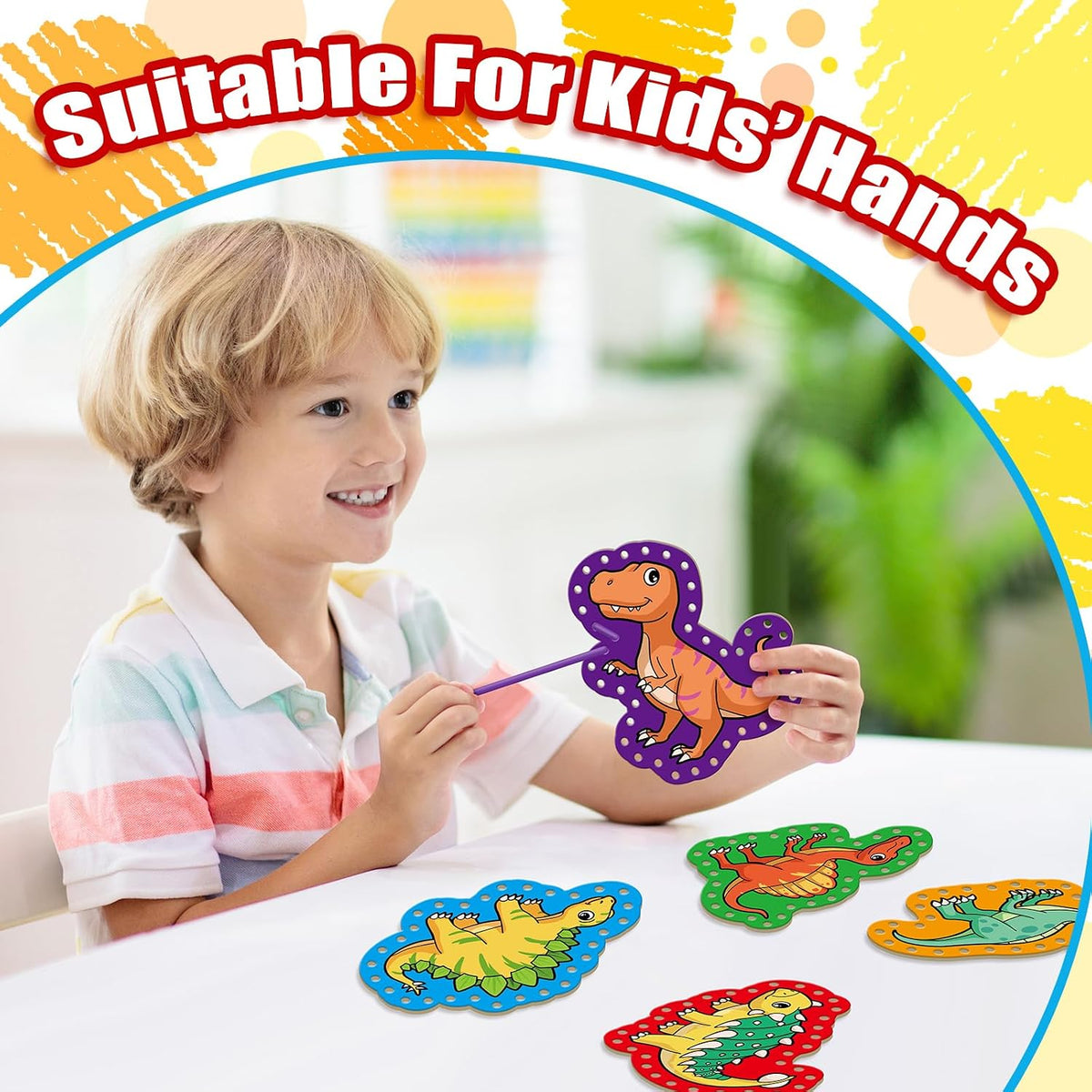 Quilinz lacing cards sewing kit with 9 cards and colorful laces for kids - view 4
