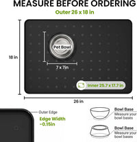 Silicone Pet Food Mat, Extra Large 34x22 Inch - Black / 26"L x 18"W - image 2