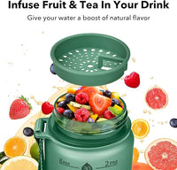 32oz Motivational Water Bottles with Time Marker & Fruit Strainer, Transparent Gradient Color Water Bottle with Times to Drink, Leakproof & BPA Free, Reusable Bottle with Strap (No Straw)