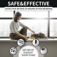 4 Pack Flea and Tick Collar for Cats, 32 Months Treatment Prevention, Waterproof Adjustable Kitten Collar, Black Grey