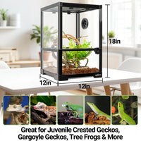 REPTI ZOO 34 Gallon Large Reptile Glass Terrarium Tank with Foam - Green / 12"W X 12"D X 18"H (10Gallon) - image 2