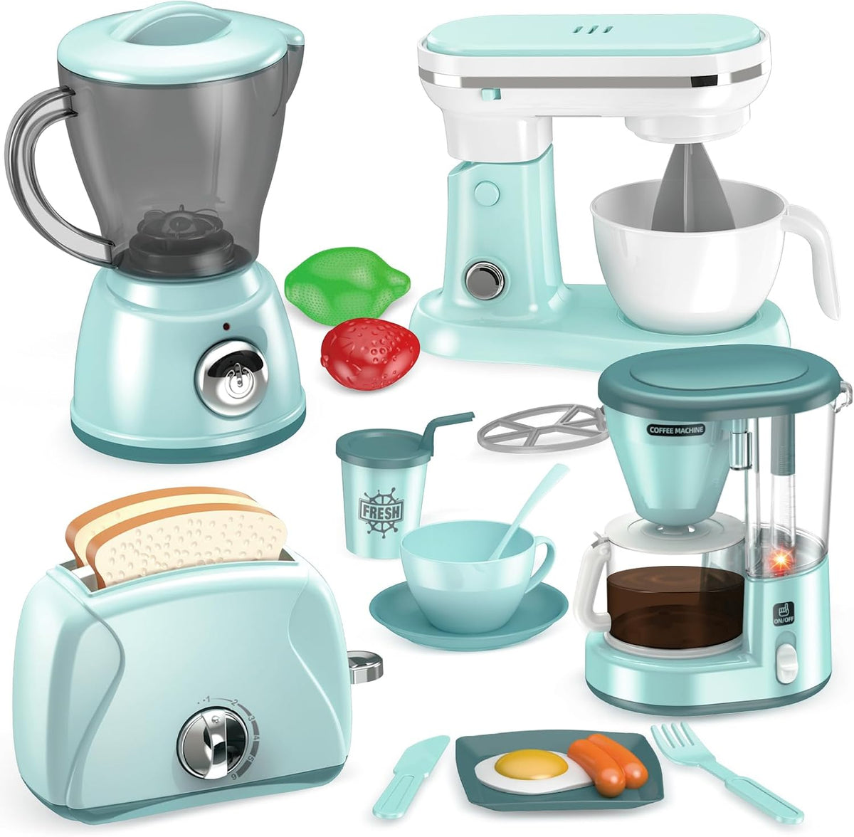Play Kitchen Accessories, Play Kitchen Appliances Toy Set - Green