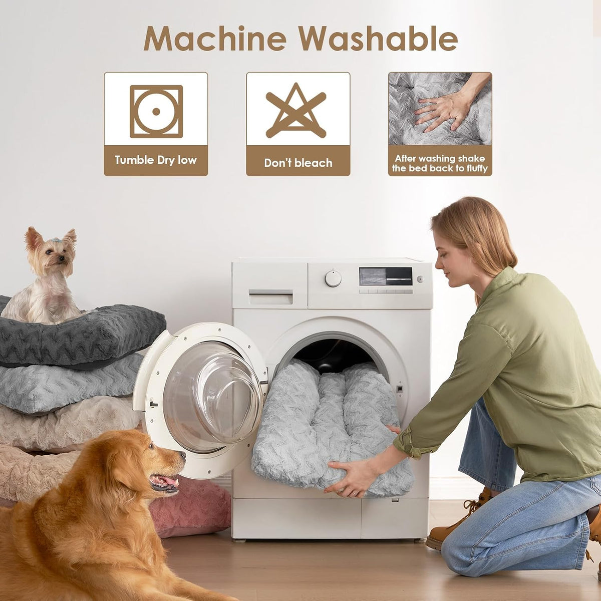 EHEYCIGA Washable XL Dog Beds Large Sized Dog - Grey / 29" x 21"x 3" - image 2