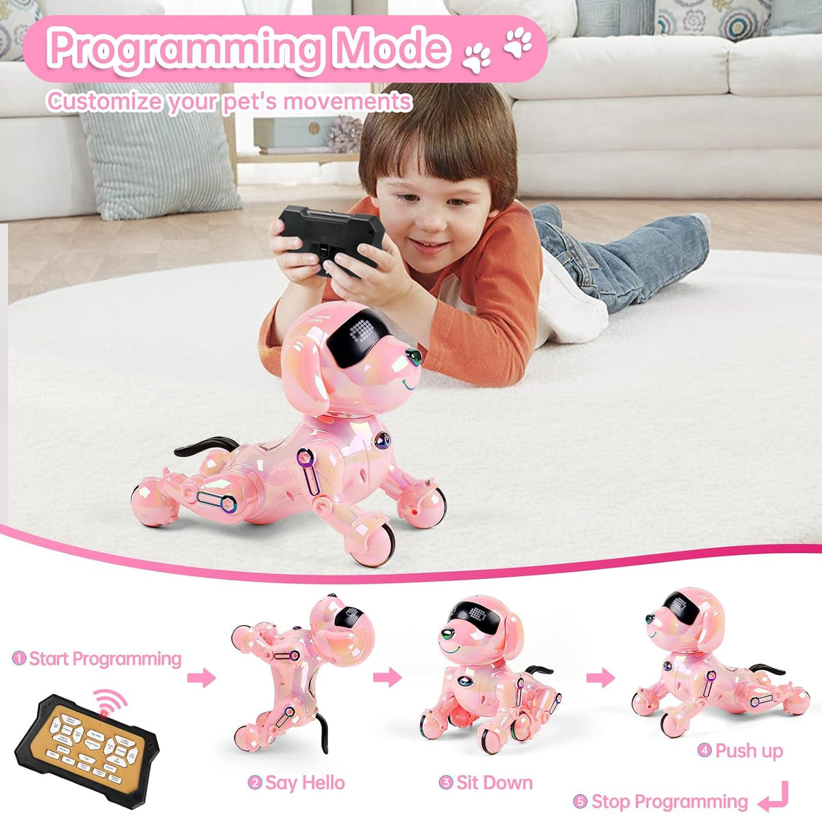 Dwi Dowellin Robot Dog Toy - Pink - image 2