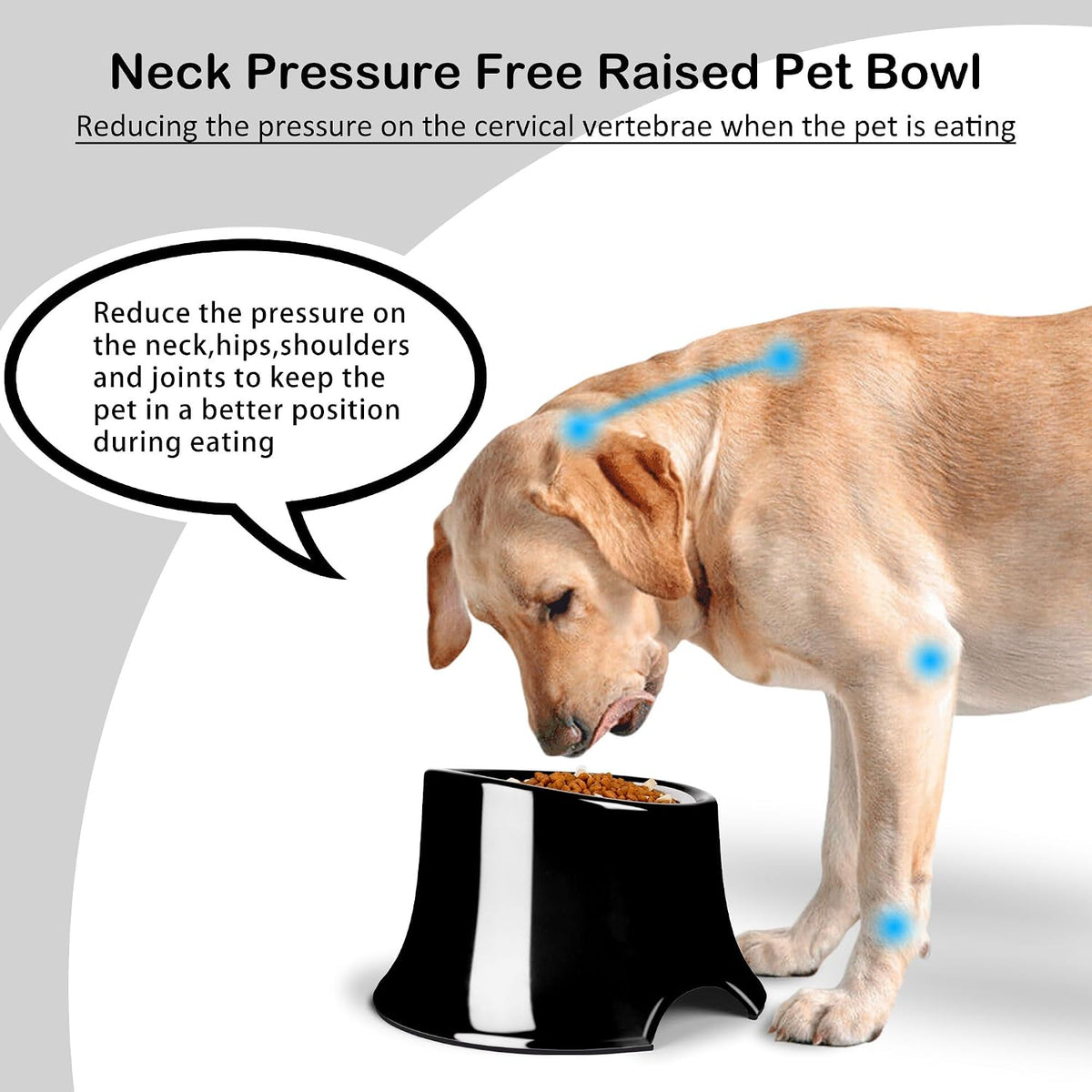 Tilted Elevated Dog Bowls Non-Slip & Non-Spill Pet Feeder - M/2 Cup / Black - image 2