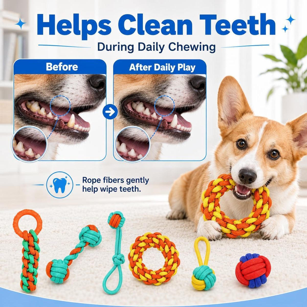 Aitmexcn Large Dog Toys for Aggressive Chewers - 6 Pack Teething-Medium - image 4