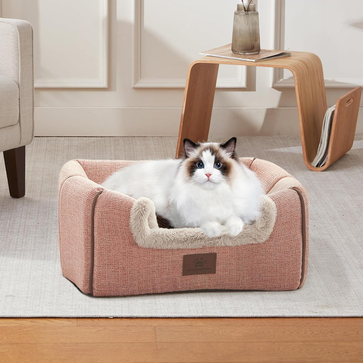 Cat Bed for Indoor Cats - Cat Cave Beds Cat House Cat Tent with Removable Washable Cushioned - Light Pink / L(17.5 x 17.5 x 17.5 Inch) - image 2