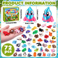 Celltestria 18PCS 3D Printed Skeleton Fidget Toys with Coffin Storage - 72Pcs 3D Animals - image 2