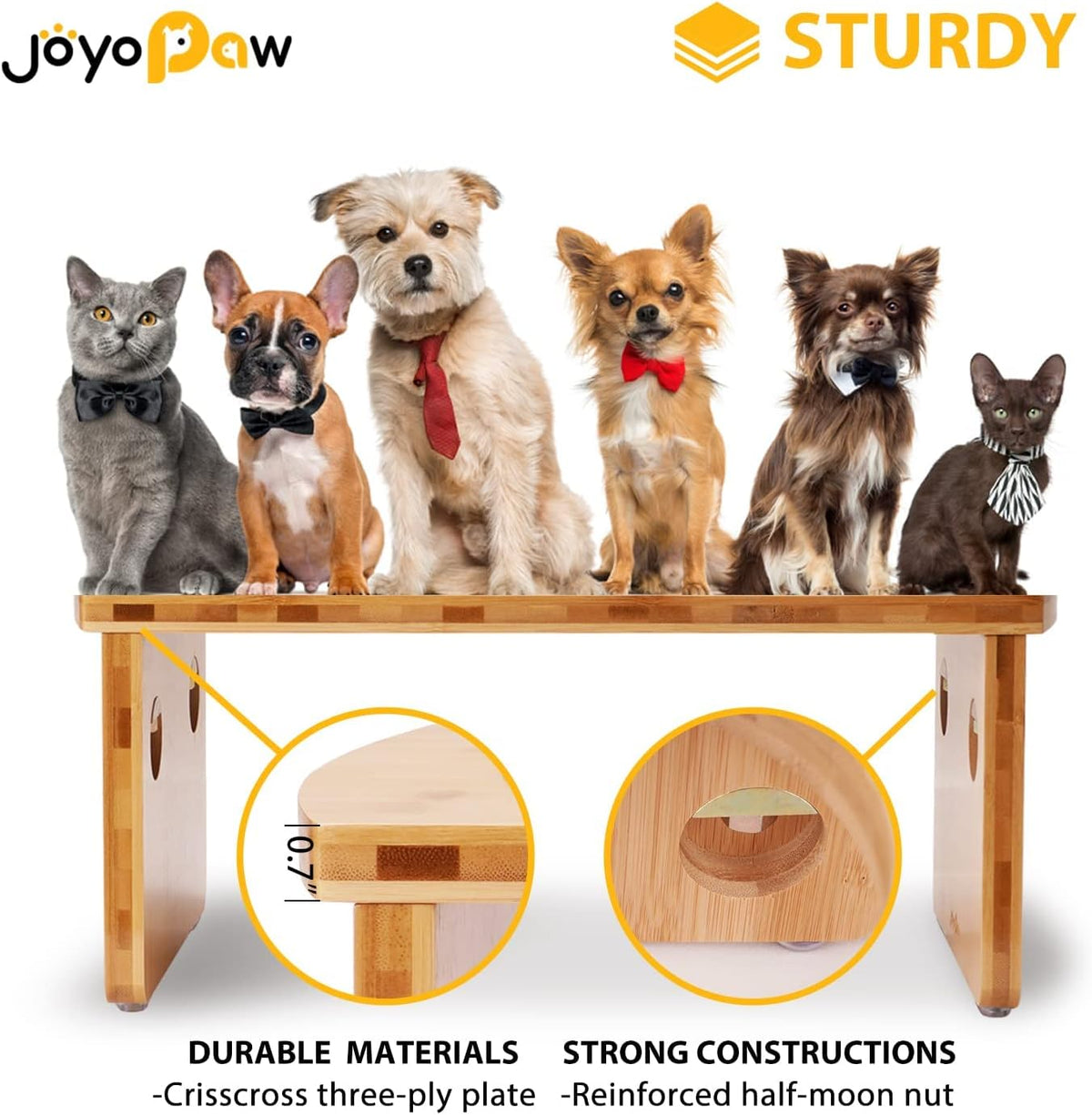 Elevated Dog Bowls, Bamboo Raised Dog Bowl Stand – Essentials for Dogs - Natural / Small: 4'' Tall-20 oz Bowl - image 4