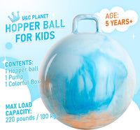 U&C Planet Hopper Ball, 18In Bouncy Ball with Handle for Kids Ages 3-6 – Fun for Kids & Family - 5-9 Years / Blue Clouds - image 2