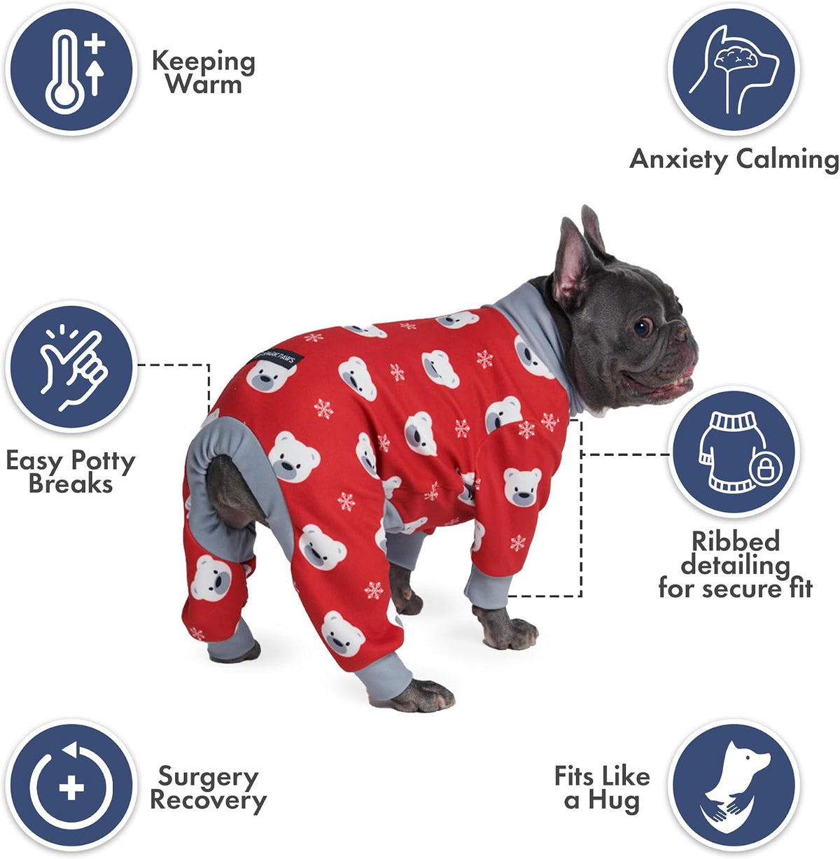 Spark Paws Dog Pajamas - Stretch Onesie Recovery Full Leg Surgery Suit PJS – Essentials for Dogs - Polar Bear / Small - image 4