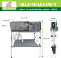 Elevated Dog Bathtub, Portable Dog Washing Station for Home with Towel Bar & Storage, Folding Pet Bath Tub for Small & Medium Dogs