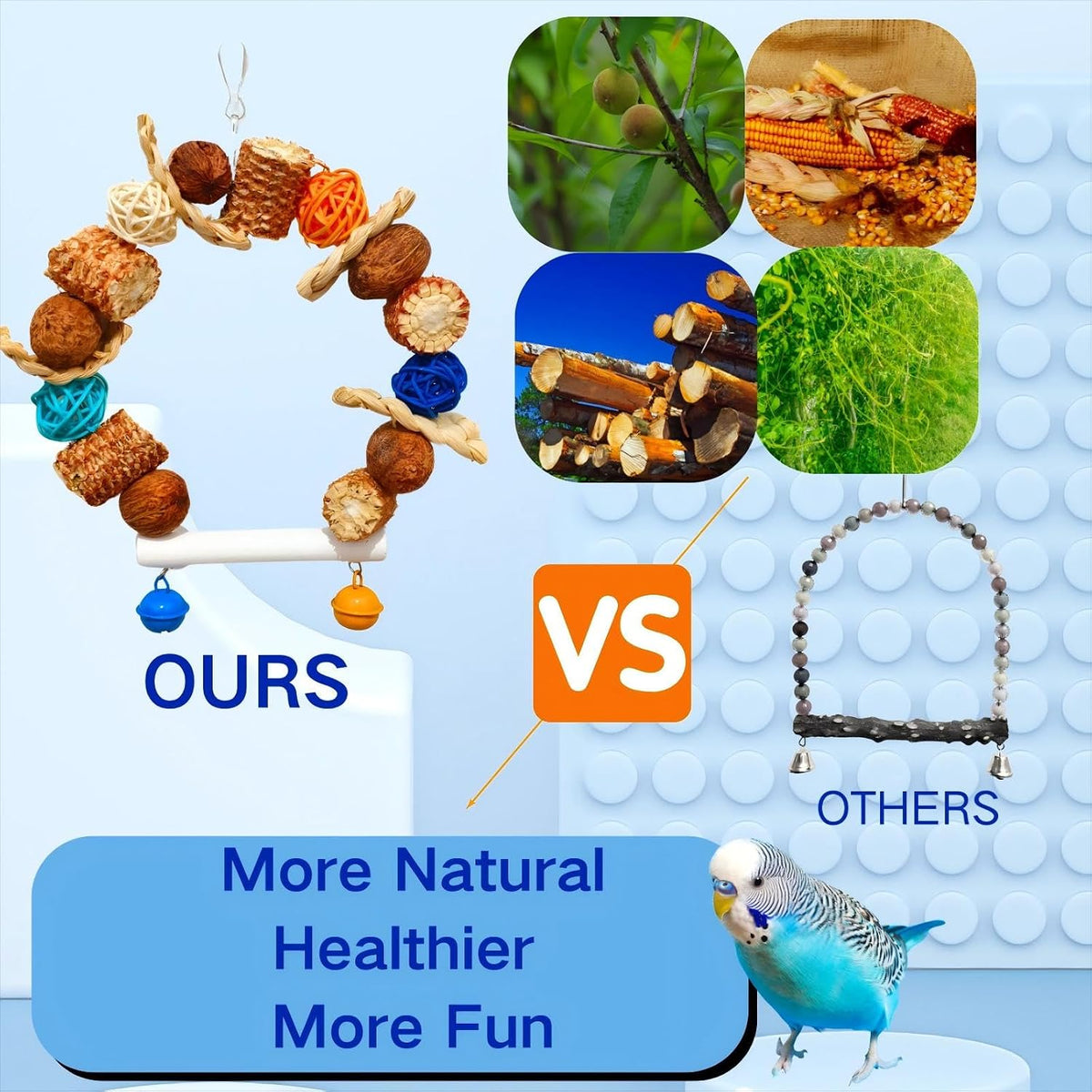 Parakeet Parrot Swing Toys, Bird Cage Hanging Chewing Toys - image 3