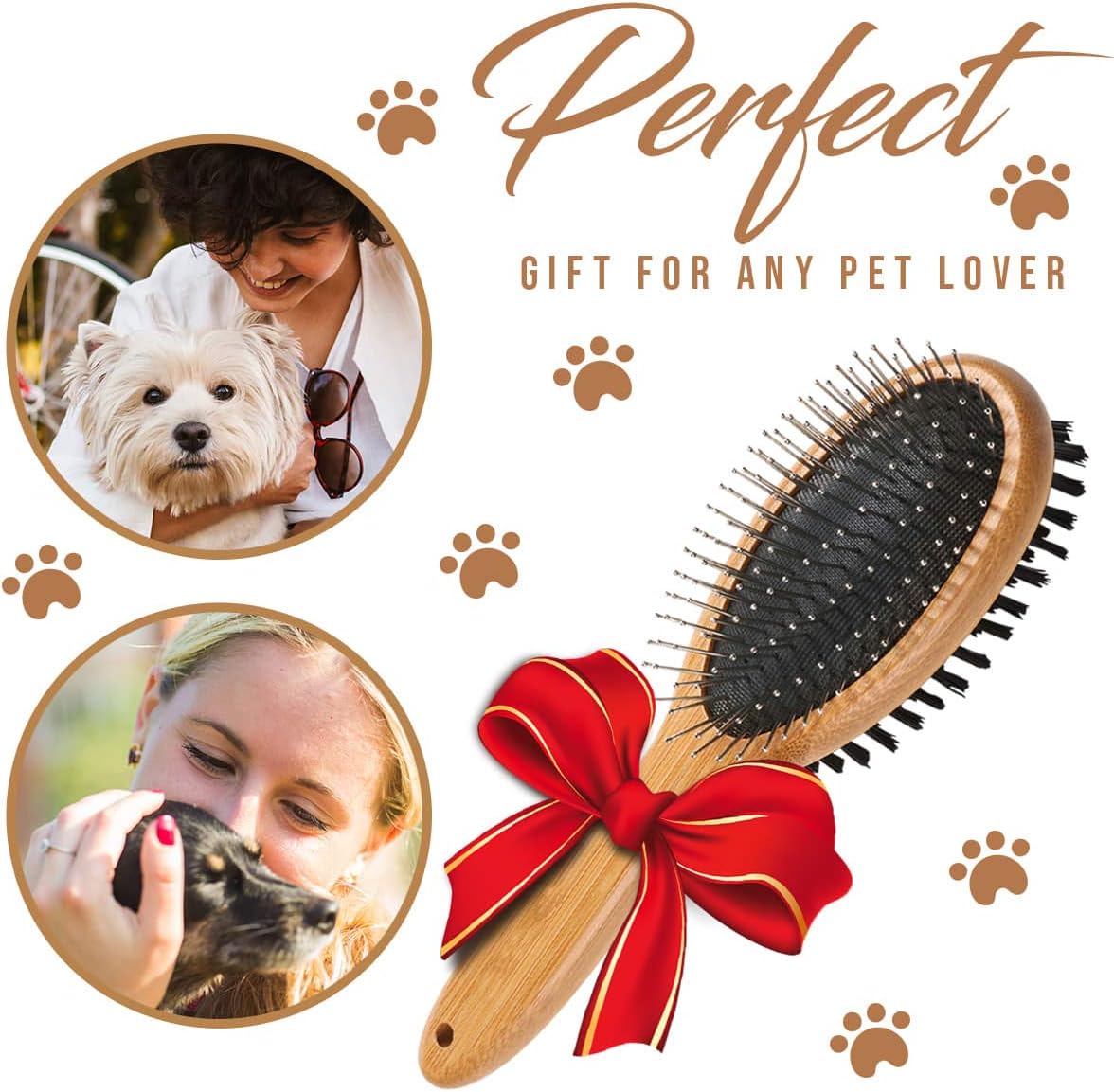 KylePet Dog Brush, Double Sided Pet Slicker Brush with Bamboo Handle for Dogs and Cats Long Hair - image 2