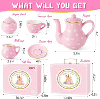 TUZT Tea Party Set for Little Girls Ages 3-8 - Pink Heart - image 2