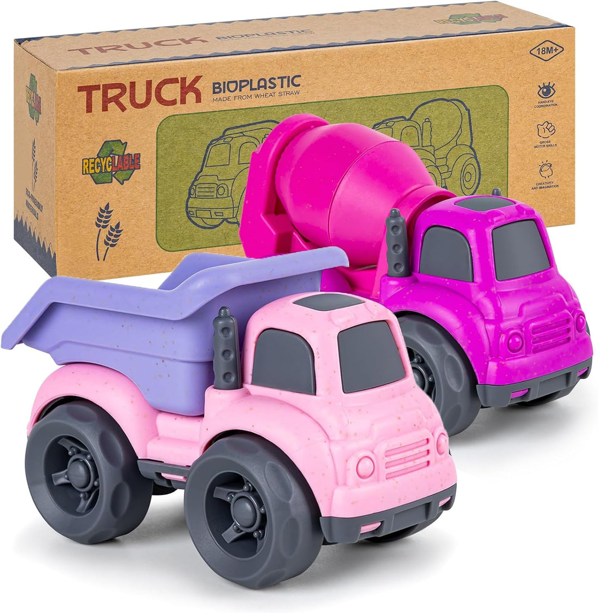 Aigitoy 2 Pack Car Toys for Kids 18M+ - Pink