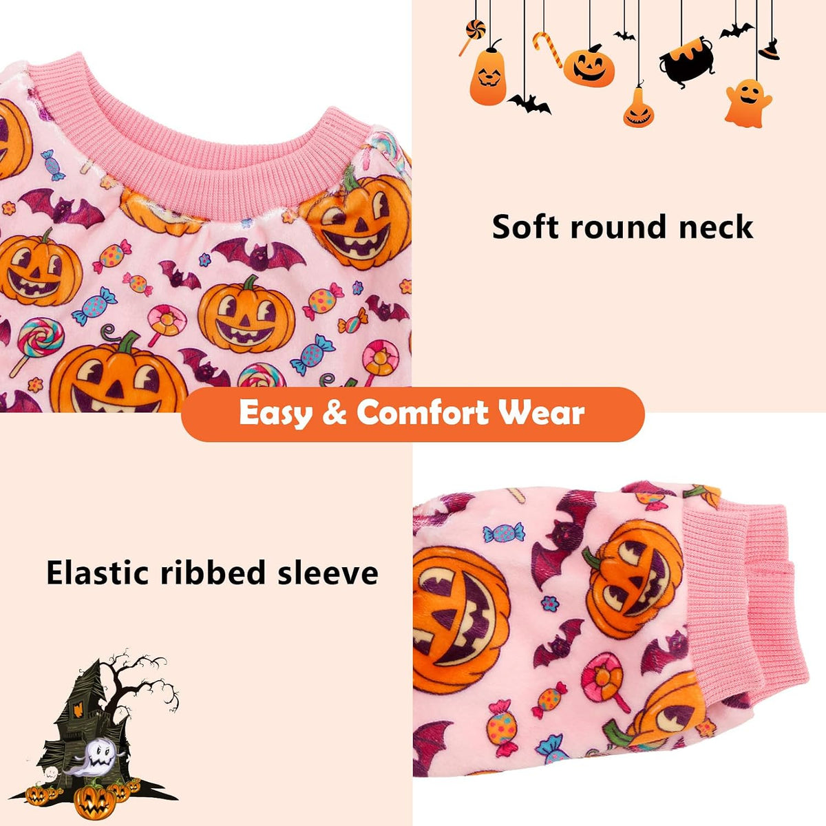 CuteBone Small Dogs Outfit Soft Puppy Onesies Pjs Christmas Dog - Candy Pumpkin / X-Small - image 3
