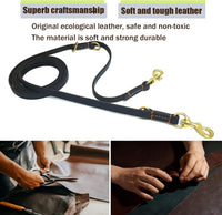 LWBMG Multi Function Leather Dog Leash 8ft Genuine Leather Leash - 8ft x 5/8inch / Black - image 4