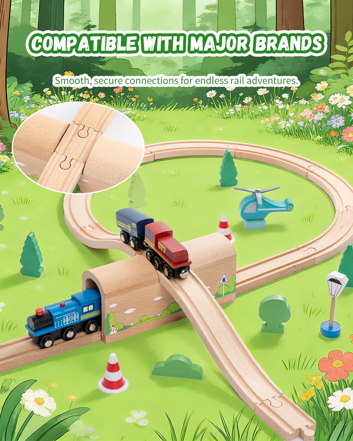 Payarma wooden train track accessories with double suspension bridge and tracks - view 8