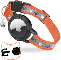 Reflective AirTag Cat Collar - Orange / Breakaway(8.5"-12")