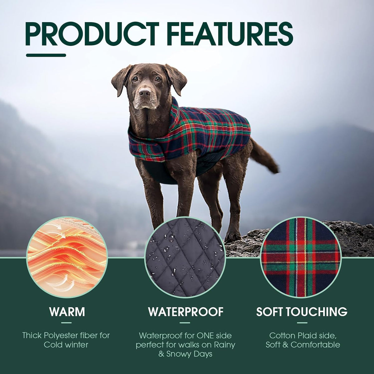 Kuoser Waterproof Dog Coat - Royal Blue / Medium (Pack of 1) - image 2
