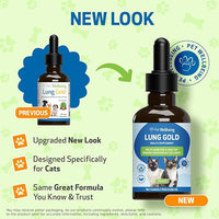 Pet Wellbeing Lung Gold for Cats - Lung Immune Support, Lower Respiratory Health, Open Airways, Normal Breathing, Reishi, Coptis - Veterinarian-Formulated Herbal Supplement - 2 oz (59 ml)