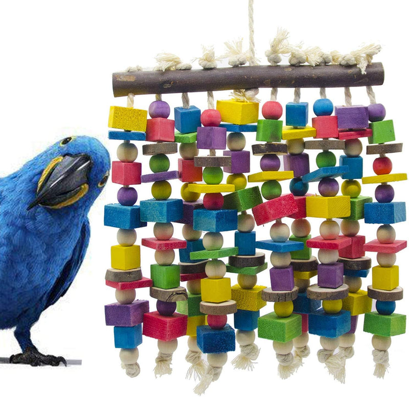 15.7"X9.8" Large Bird Parrot Chewing Toy-Natural Wooden Parrot - Colorful