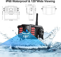 Fookoo HD 1080P 7-inch Wireless Backup Camera for Furrion RV, 7" Split Screen Monitor Plug-Play Easy Setup Rear View Camera DIY Guide Lines Waterproof for Truck RV Trailer Camper Motorhome - DW70101