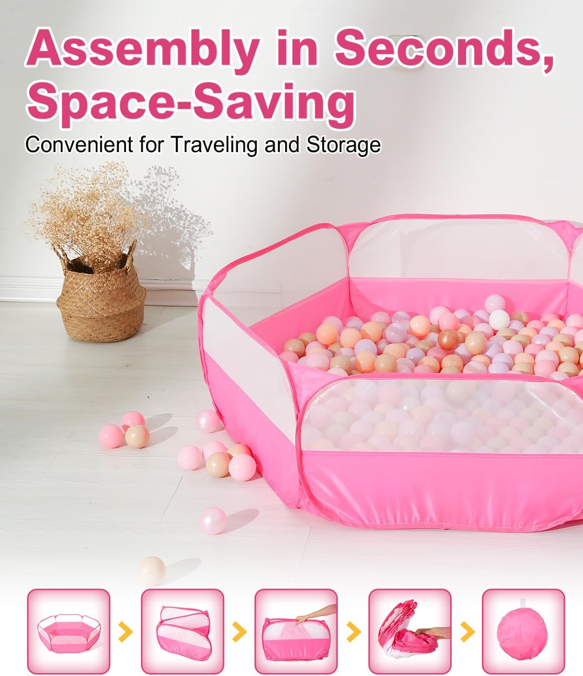 TRENDPLAY foldable pop up ball pit play tent for toddlers with storage bag - view 26