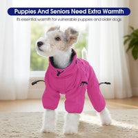 Full Body Dog Coat,Warm Dog Fleece Jackets with Harness Built in Windproof Dogs Snowsuit Zip up Pet - Rose Red / XX-Large - image 3