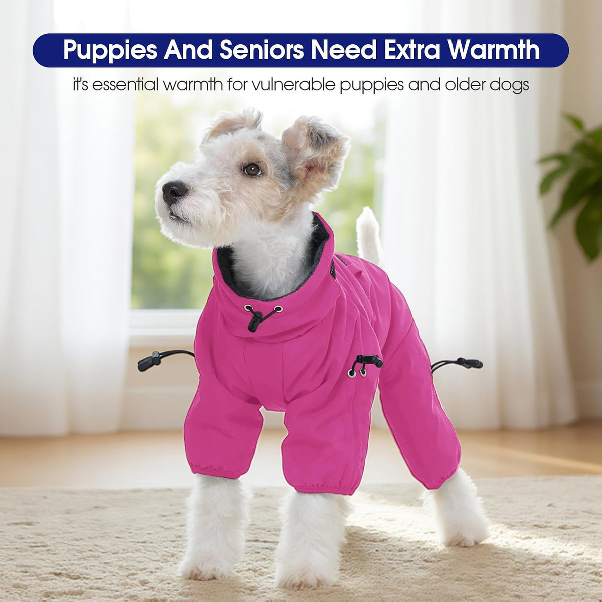 Full Body Dog Coat,Warm Dog Fleece Jackets with Harness Built in Windproof Dogs Snowsuit Zip up Pet - Rose Red / XX-Large - image 3