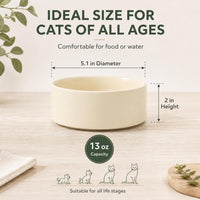 Cat Bowls Set of Two, 5.1” Ceramic Cat Food Bowls - Light Yellow / 2 Bowls - 5.1" - image 2