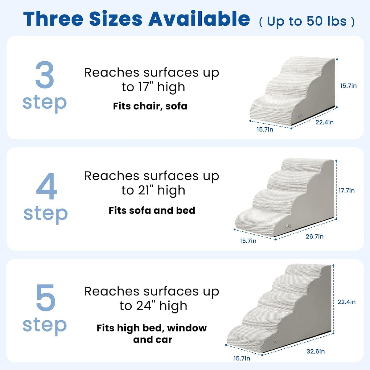 Dog Stairs for Small Dogs & Cats - Light Grey / 4 - image 2