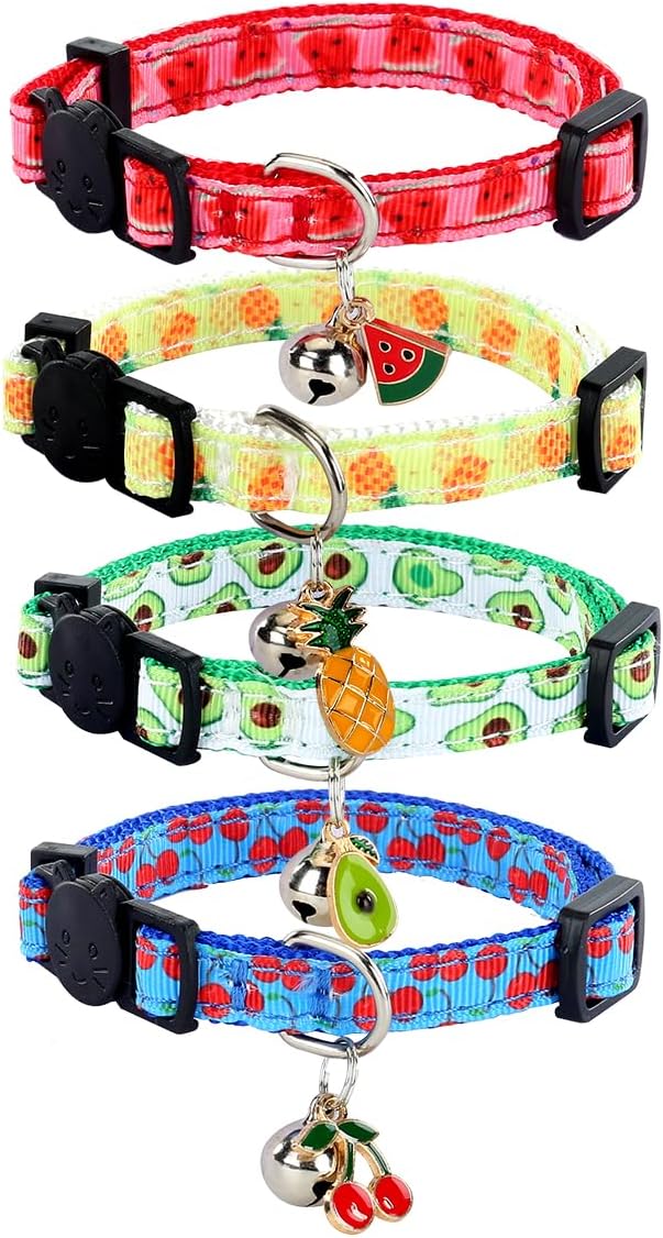 Yizepet Cat Collars with Bells, Breakaway Kitten Collar - fruit