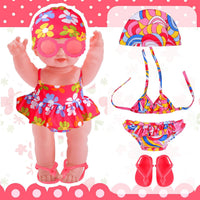 Kajaia 8 Pcs 18 Inch Doll Swimsuits Clothes and Accessories – Fun for Kids & Family - Bright Pink / Lovely - image 3