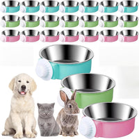 24 Pcs Crate Bowls for Dog Rabbit Ferret, Hanging Feeders - Bright / 12