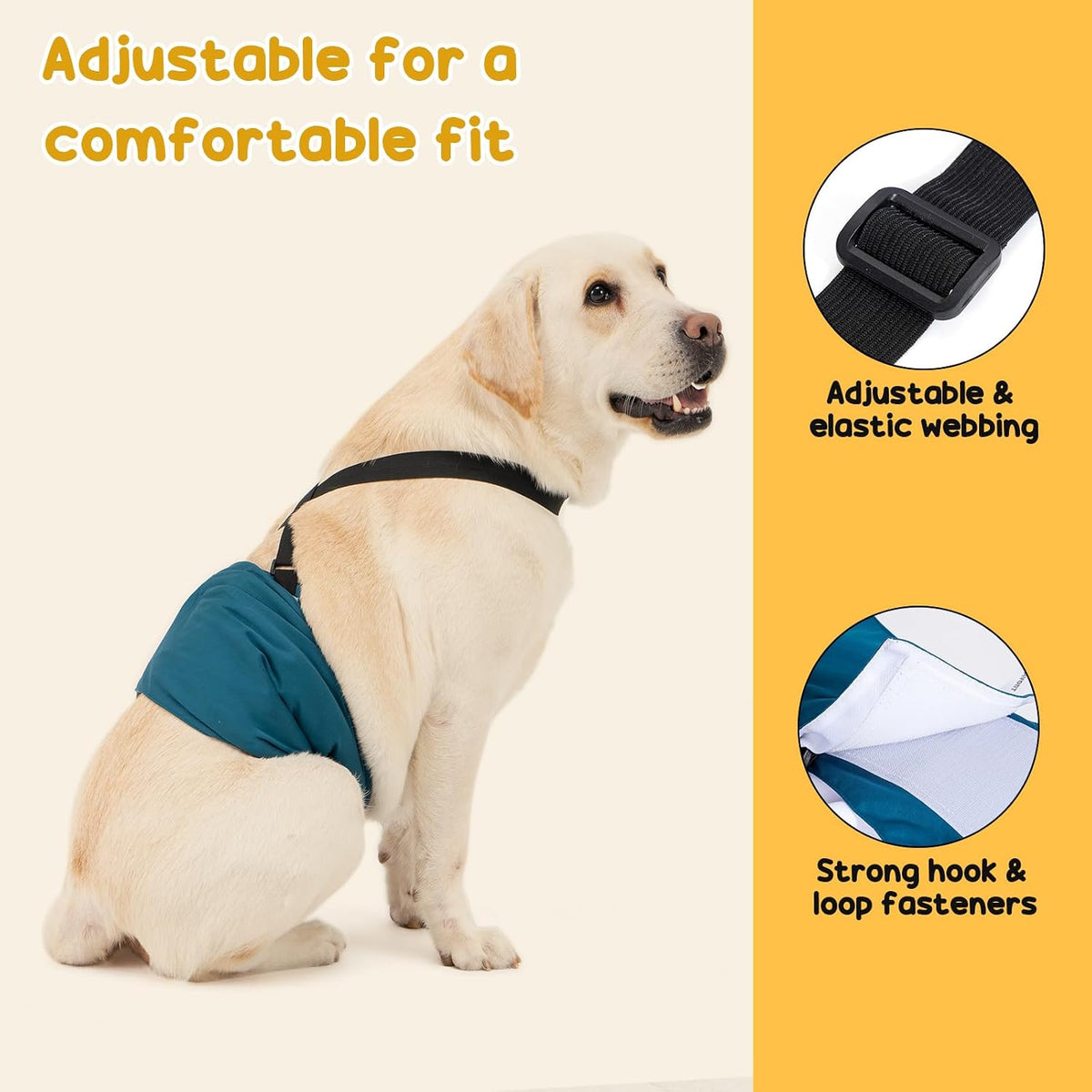 Avont 3 Pack Dog Diapers Male with Suspenders - Black/ Dark Grey/ Navy Blue / M / 3 - image 3