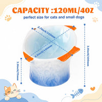2 Pcs Elevated Cat Bowls, Raised Ceramic Food Bowls, Blue, Green – Essentials for Cats - Blue,Orange - image 2